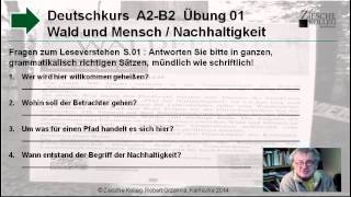 Deutsch lernen A2  B2 Fragen zum Leseverstehen S01 Waldkunst Pfad für Nachhaltigkeit [upl. by Aurthur]