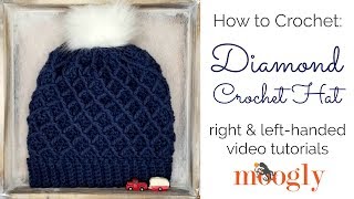 How to Crochet Diamond Crochet Hat Left Handed [upl. by Nyrem]