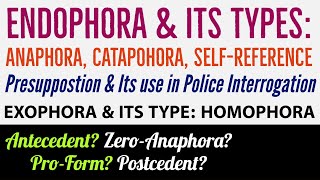 Pragmatics  Endophora amp Exophora Types  Anaphora  Cataphora  Presupposition amp Interrogation Use [upl. by Glyn485]