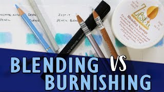 BLENDING VS BURNISHING  How To Blend Coloured Pencils  Tutorial [upl. by Buroker]