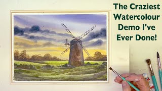 Watercolour Lesson Paint A Windmill Sunset [upl. by Bainbrudge]