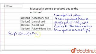 Monopodial stem is produced due to the activity of [upl. by Otreblig14]