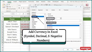 Easily Add Any Currency Symbols in Excel Custom Decimal amp Negative Numbers [upl. by Chrotoem]