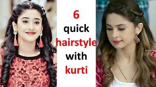 6 quick hairstyle with kurti [upl. by Anilad433]