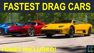 2022 UPDATED Top 15 FASTEST DRAG CARS In Forza Horizon 5 WTunes Is The Lambo Diablo GTR Fastest [upl. by Nathanil]