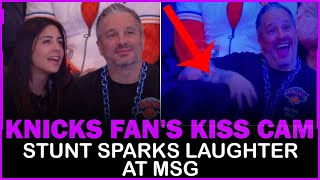 Knicks Fans Kiss Cam Stunt Sparks Laughter at MSG [upl. by Auqemahs283]