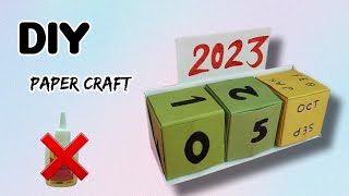 How to make 2023 Desk Calendar Without Glue  Diy calendar  paper crafts [upl. by Mord]