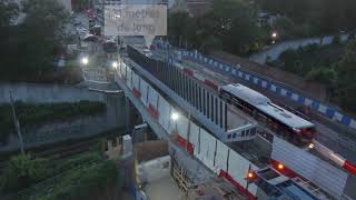 Tram T10 – Timelapse  élargissement du pont RD 986 [upl. by Nauqet]