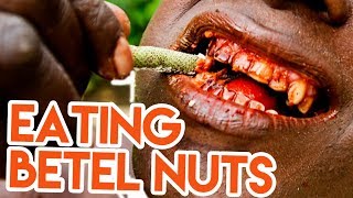 EATING BETEL NUTS  ADDICTIVE PLANT IN INDONESIA  TRAVEL VLOG [upl. by Ahsemat38]