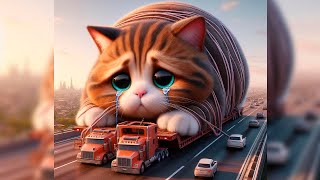 😿CUTE CAT BECOMES A GIANT😭cat funny cute sad kitten cats giant cat [upl. by Colly470]