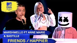 Marshmello Ft AnneMarie amp Bastille  FRIENDS  HAPPIER  2018 MTV EMA Live Performance [upl. by Akerboom411]