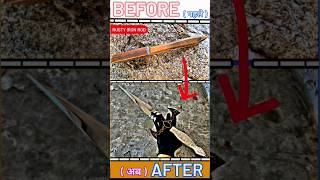 Restoration Rusty iron rod convert ♻️ into Dagger 🗡️ war weapon restoration trending shortsfeed [upl. by Namlaz]