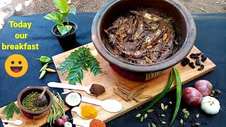 most delicious breakfady 😋 dish is salaya fish curry red rice with long beens and coconut sambola [upl. by Auqenet430]