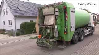 Müllabfuhr leert Mülleimer  Trommel  Garbage Truck at work in Germany [upl. by Nala]