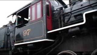 Essex Valley Railroad Steam Engine 97 In The Station Area After The Train Ride [upl. by Nations]