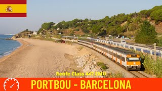 Cab ride Portbou  Barcelona Spain Costa Brava train drivers view in 4K [upl. by Nannerb222]