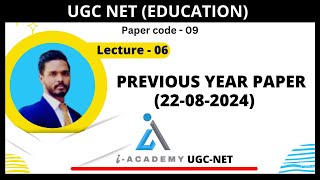 Lecture06  UGCNET  Education  PYQ  Hindi English  iAcademy Online Learning Platform [upl. by Aihsinat]