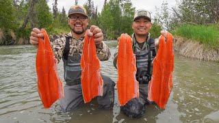 Shore Fishing For Alaska Kenai River Salmon THE FRESHEST MEAT EVER [upl. by Merth479]