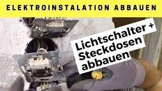 Steckdosen und Lichtschalter abbauen  ElektroInstalation demontieren vor dem Wand verputzen [upl. by Mihalco989]