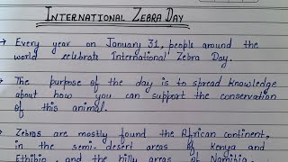 International Zebra Day  10 lines on International Zebra Day  Speech on International Zebra Day [upl. by Evod]