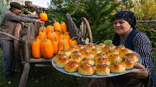 Sweet Pumpkin Buns  Cozy Autumn Recipe 🍂🍁 [upl. by Elburr]