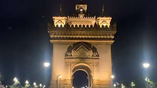 Patuxay Monument Fountain and Light Show Vientiane [upl. by Eissen]