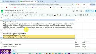 What Are Negative Keywords In Google Ads  How To Find Negative Keywords Welcome to Course Vourse [upl. by Torosian522]