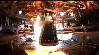 Complete 535 Second Test RS25 Engine  NasaTV [upl. by Ecirtram296]