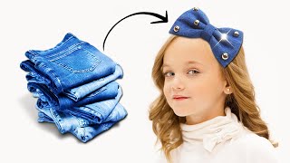 3 Lazos y Accesorios para el CABELLO con Jeans RECICLAJE Ecobrisa [upl. by Ateuqram]