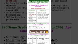 SSC Stenographer Exam Date 2024 sscexamdatealok [upl. by Calise]