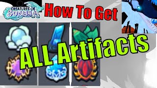 ALL Artifacts Missions How to Get  Creatures of Sonaria [upl. by Anaiuq]