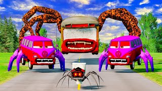 Epic battle between Lightning McQueen Eater amp Car Eater  Fillmore Eater VS Bus Eater  BeamNGDrive [upl. by Blankenship]