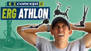 FIRST EVER Ergathlon Rowing Machine SkiErg and BikeErg in ONE WORKOUT [upl. by Dede859]