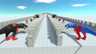 BLUE SUPERMAN TREX VS DARK SUPERMAN TREX DEATH CLIMB COMPETITION  TREX HUNT CHALLENGE [upl. by Derwon840]