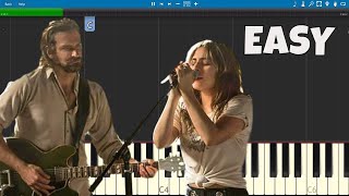 Lady Gaga Bradley Cooper  Shallow EASY Piano Tutorial  A Star Is Born [upl. by Wong]