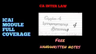 INTERPRETATION OF STATUTES CA INTER LAW HANDWRITTEN NOTES FREE [upl. by Hort148]