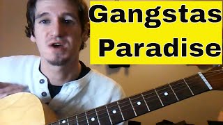 How To Play Gangstas Paradise Coolio  Easy Acoustic Guitar TutorialLesson [upl. by Pelagia]