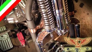 Assemblaggio della forcella springer Harley Davidson tutorial  ep3p2 Roma Custom Bike [upl. by Ellehcsor262]