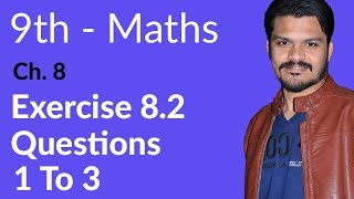 9th Class Maths Exercise 82 Question no 1 to 3 Math Ch 8  Matric part 1 Math [upl. by Tik]