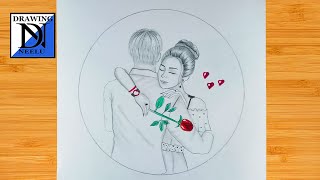 Valentines day drawing  pencil easy drawing  easy couple drawing  valentine day drawings [upl. by Akeemaj]