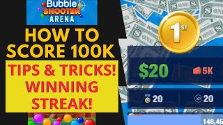 How to Score 100K in Bubble Shooter Arena amp Earn Money Tips amp Tricks  SKILLZ Promo code YYO28 [upl. by Ardnait]