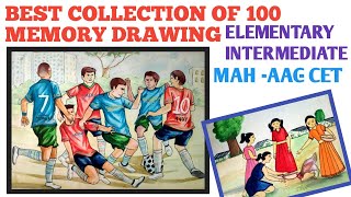 100 Best collection of memory drawing for ElementaryIntermediate and MAHAACCET exam [upl. by Ahsiym270]