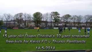 Owen Christies screamer freekick for Keiss FC v Thurso Pentlands 1452014 [upl. by Penny963]