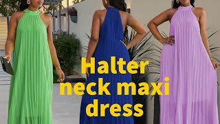 How to cut and sew a halter neck maxi dressmaxi dresshalter neckEasy beginner’s friendly tutorial [upl. by Archambault558]