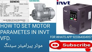 HOW TO SET MOTOR PARAMETERS IN INVT VFD FOR SOLAR PUMPinvt [upl. by Ahsiugal]