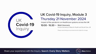 UK Covid 19 Inquiry  Module 3 Hearing  21 November 2024 AM [upl. by Rodrick382]