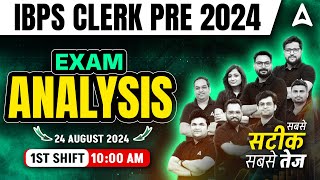 IBPS Clerk Analysis 2024  IBPS Clerk 1st Shift Analysis  Asked Questions amp Expected Cut Off [upl. by Oina]