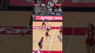 🚨 Stanford SCORES 5 IN A ROW to win first set vs Wisconsin 😱 stanford volleyball spike [upl. by Ahsimin]