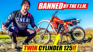 Riding the OUTLAWED Twin Cylinder 2 Stroke Dirt Bike [upl. by Tania441]