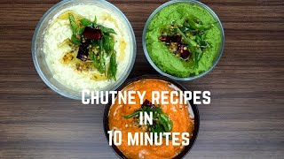 3 easy chutney recipes for idli amp dosa  south Indian breakfast chutney [upl. by Eniretac]